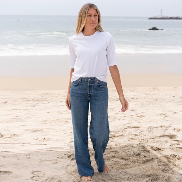 The Classic T Shirt Company Women's Elbow Sleeve Crew Neck in White - Picture 1 of 10